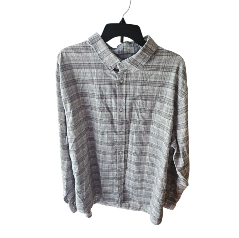 Free Assembly Oxford Woven Plaid Long Sleeve Shirt Size 3XL Business Casual